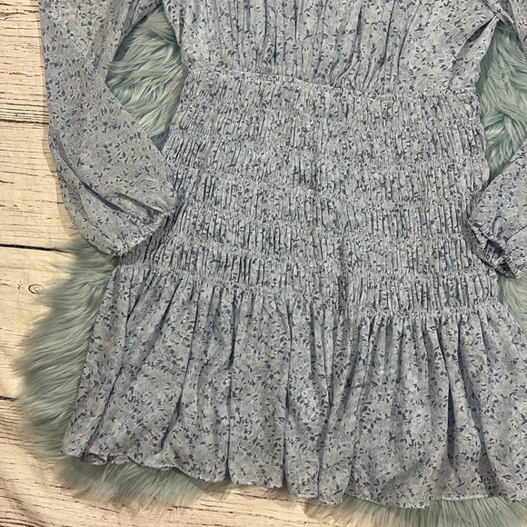 House of Harlow 1960 Shona Joy Mockneck Long Sleeve Smocked Mini Dress - Picture 9 of 10